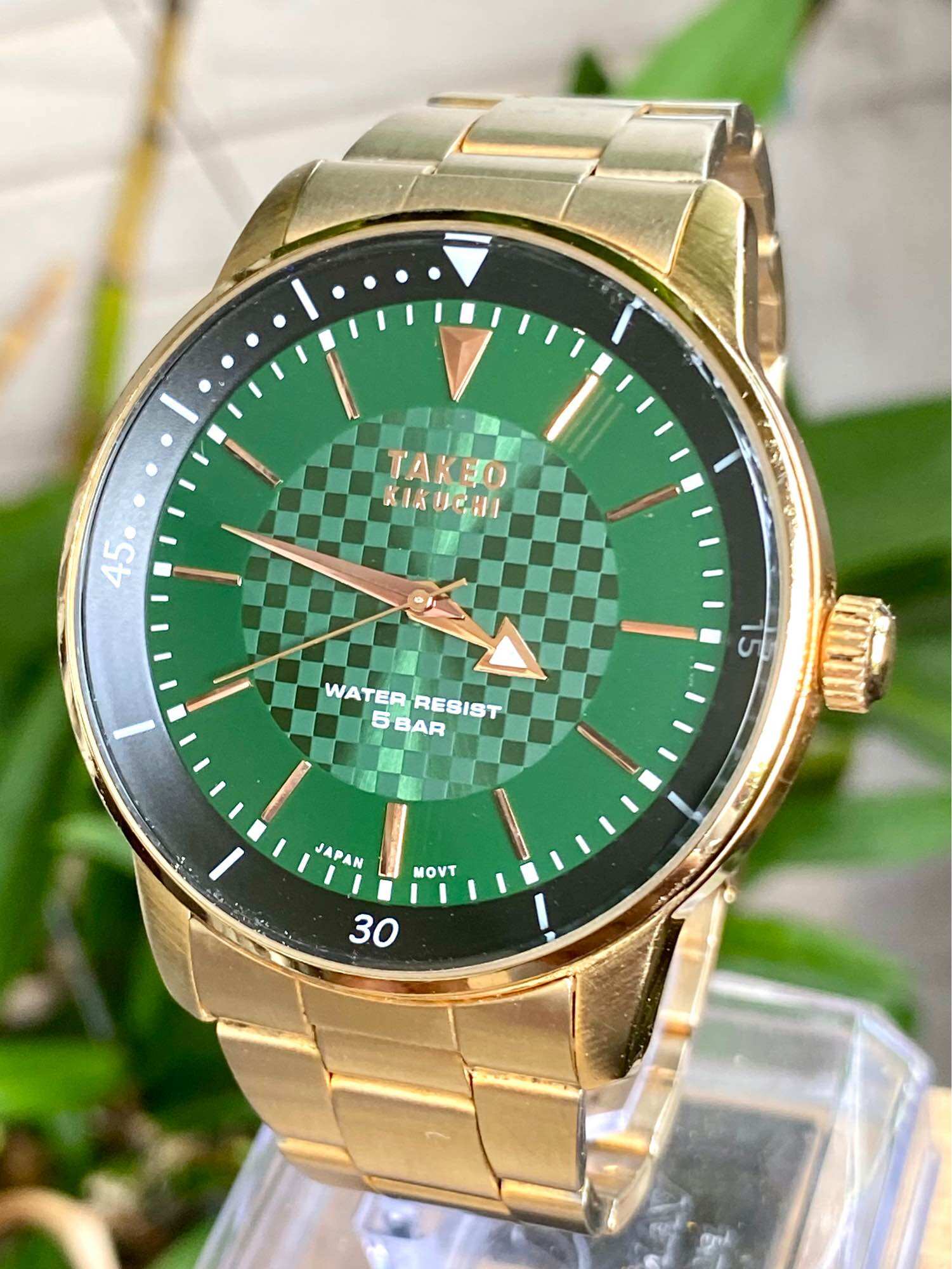 Đồng hồ nam mặt xanh máy pin Japan size-43