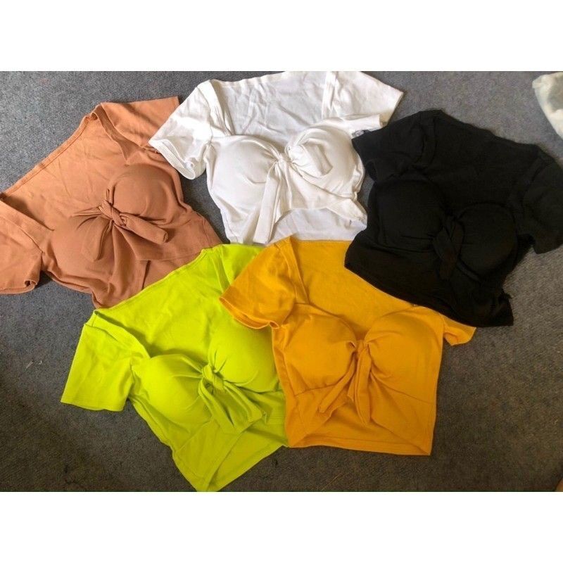 Áo croptop cột nơ trước ngực