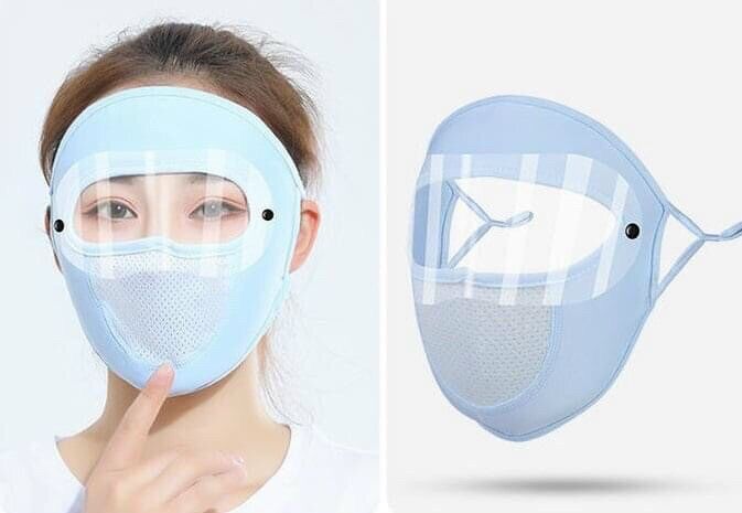 Khẩu trang ninja vải thun kính trắng che kín mặt