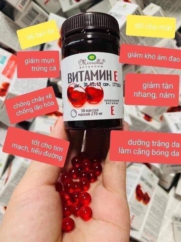 Viên Vitamin E đỏ Nga 270mg hộp 30v