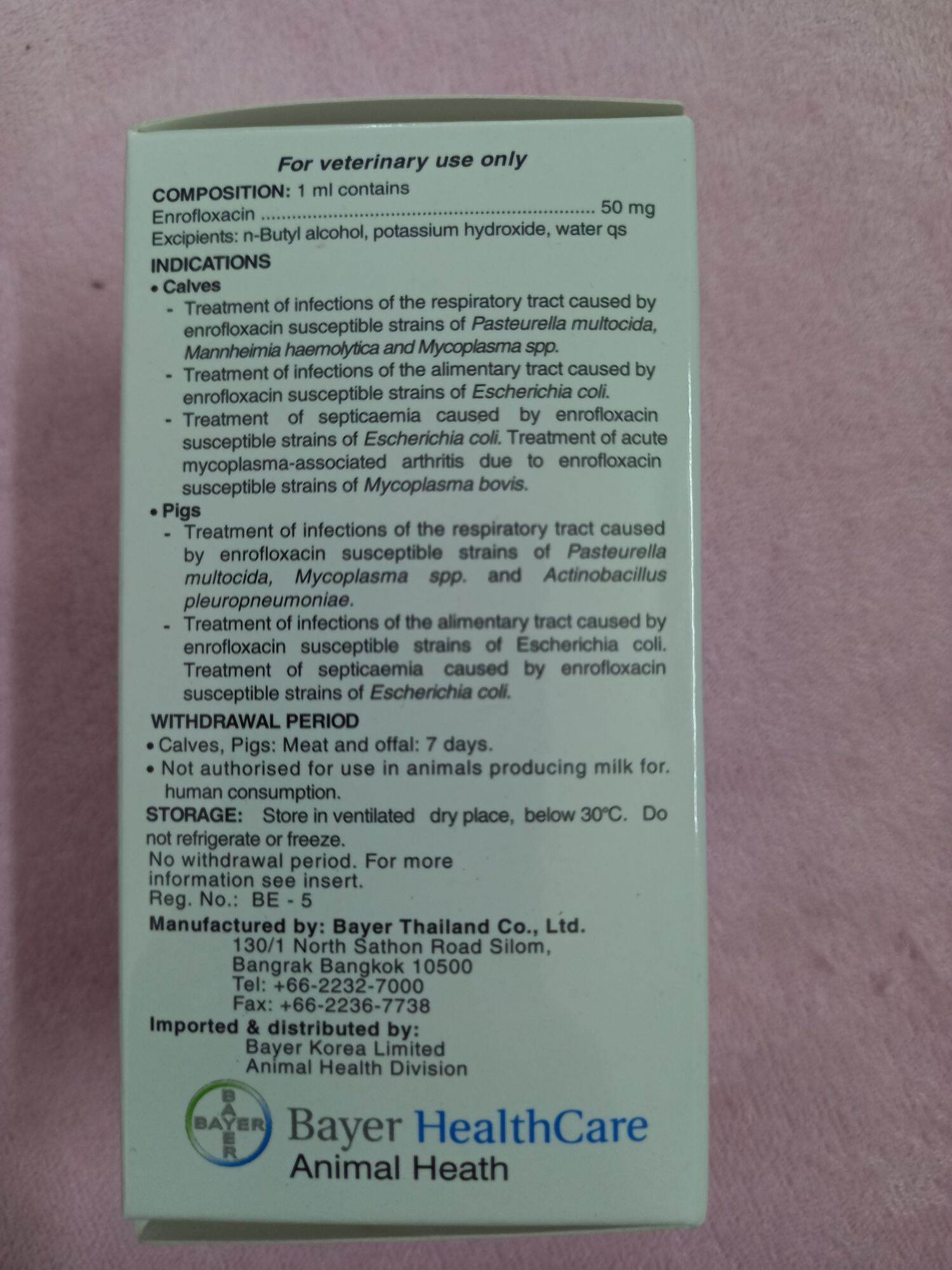 Baytril 5%,Thái Lan,Chai 100ml