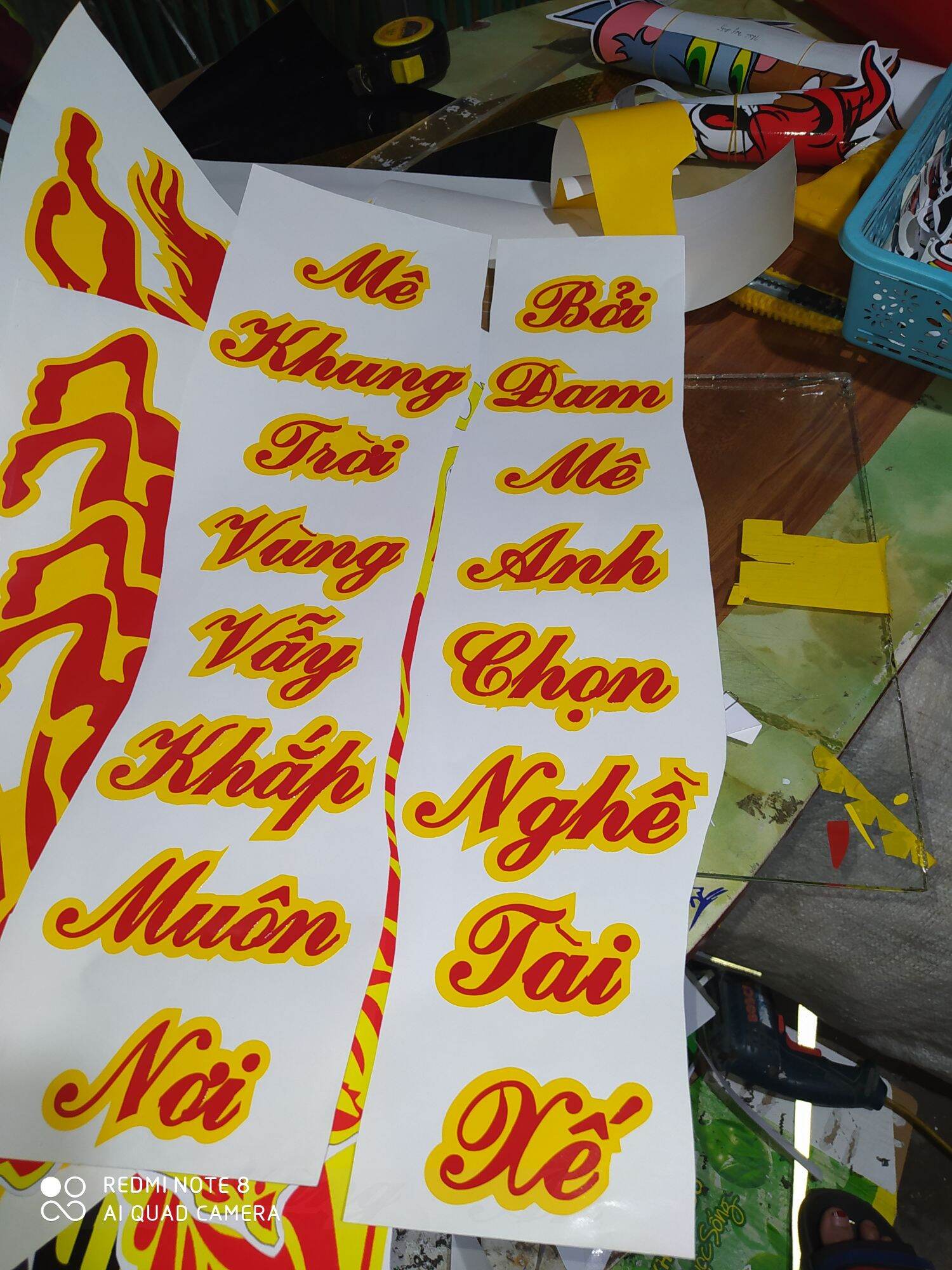 Tem decal thơ chữ dán trang trí xe tải, xe ben