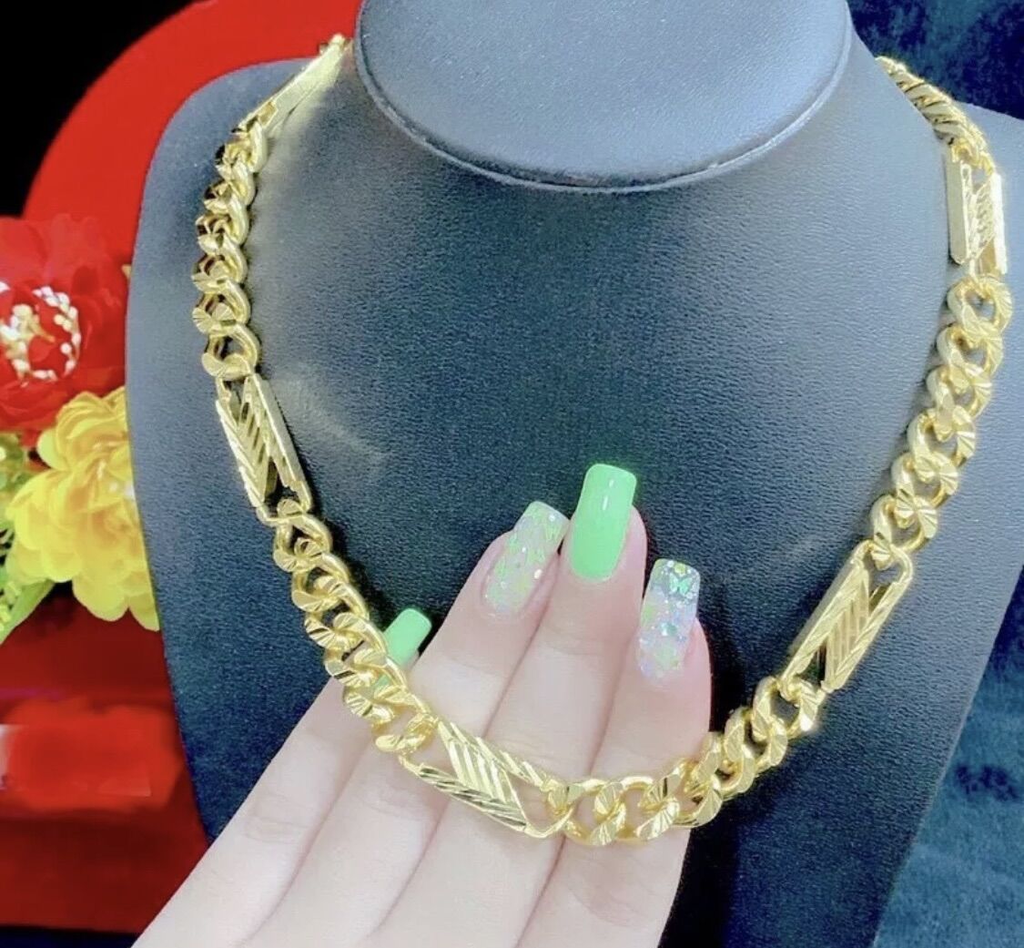 Dây chuyền nam chữ N mạ vàng 24k cao cấp loại dây lớn