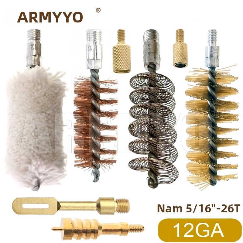 Bộ Dụng Cụ Vệ Sinh Ống Cứng Bằng Nylon Armiyo Bronze Với Que Bông, Dụng Cụ Kéo Ống Bằng Đồng Thau 4mm/5mm, Đầu Đồng Thau Cho Cỡ .17Cal ~ 12GA