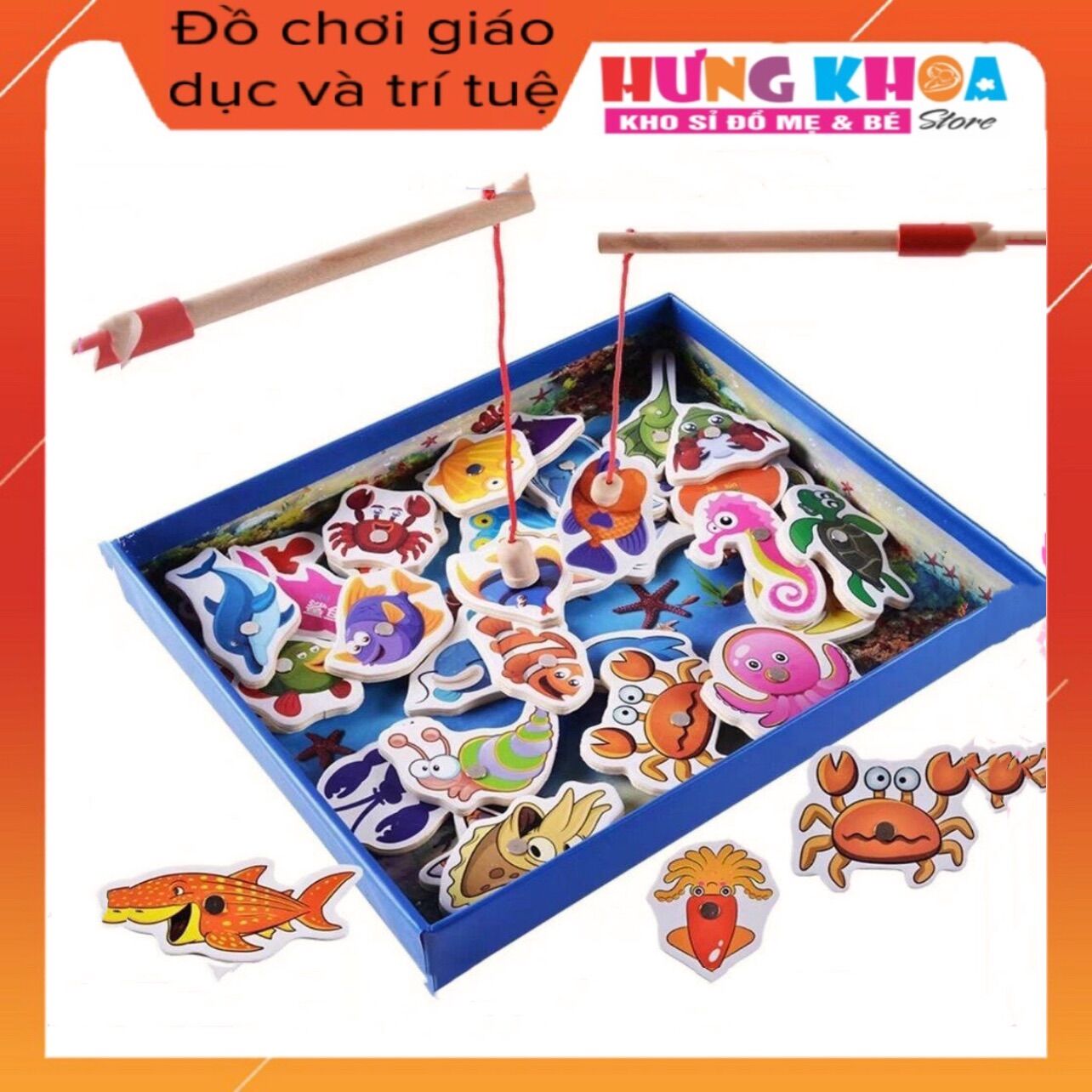 Đồ chơi câu cá giúp bé phát triển trí tuệ - Bộ Câu cá Sinh Vật Biển Nam Châm 32 con