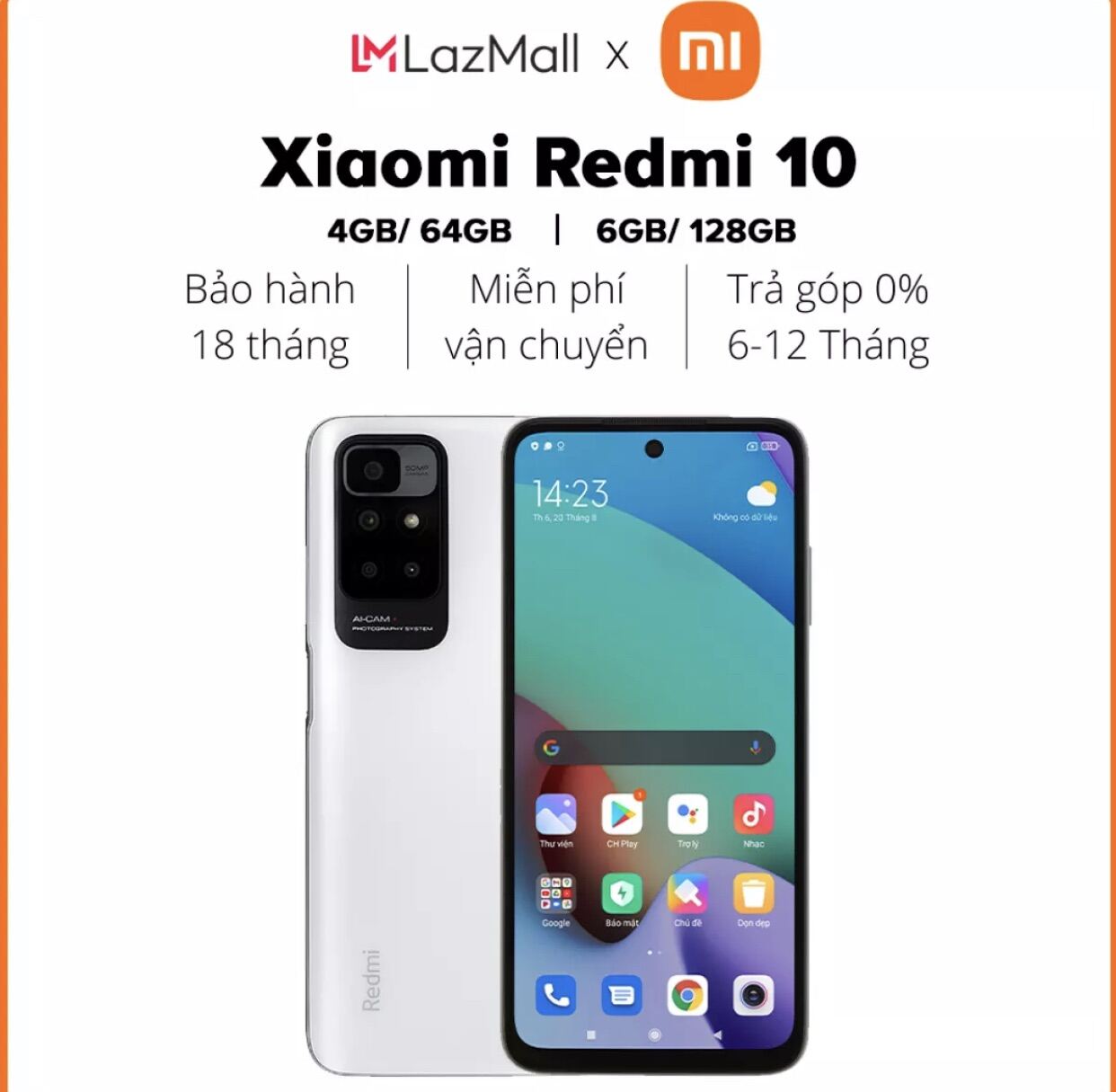 Điện thoại Xiaomi  Redmi 10 (4bg/64gb) hàng chính hãng ,nguyên siu bảo hành 18 tháng