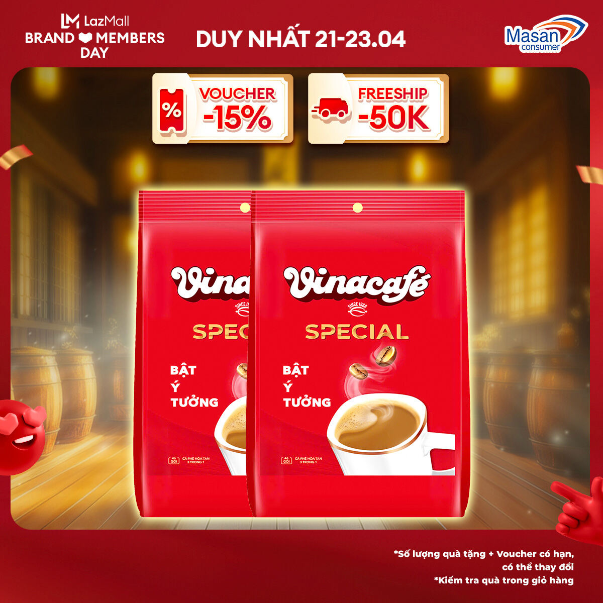 [15-17.4 Voucher 18% CHO ĐƠN TỪ 199k]Combo 2 Bịch Cà Phê Hòa Tan Vinacafe Special Bịch X 46Stick X 17Gr