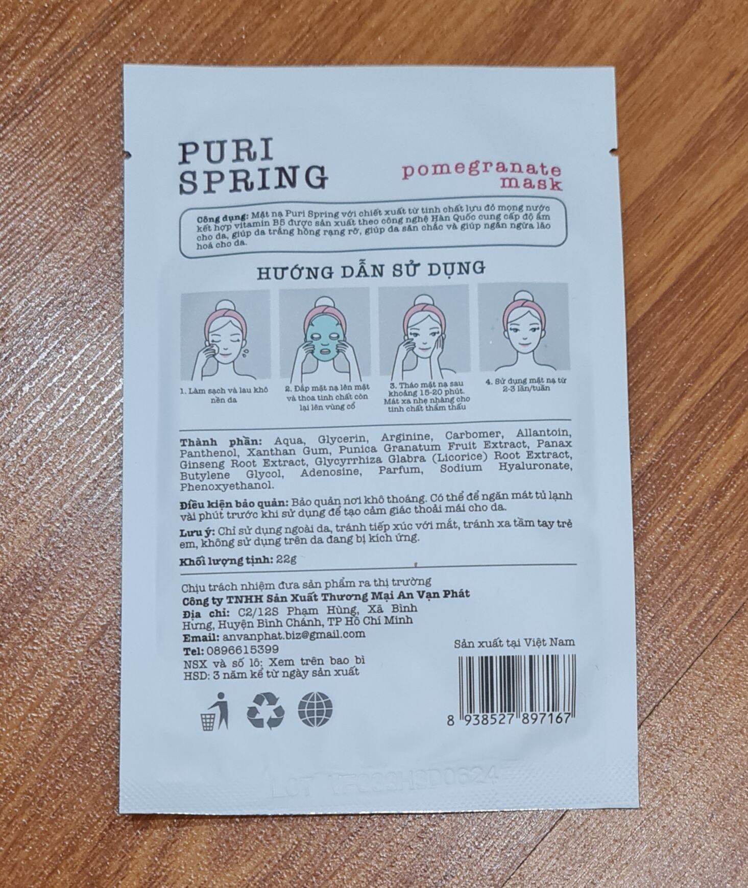 Mặt nạ puri Spring trái lựu 22g