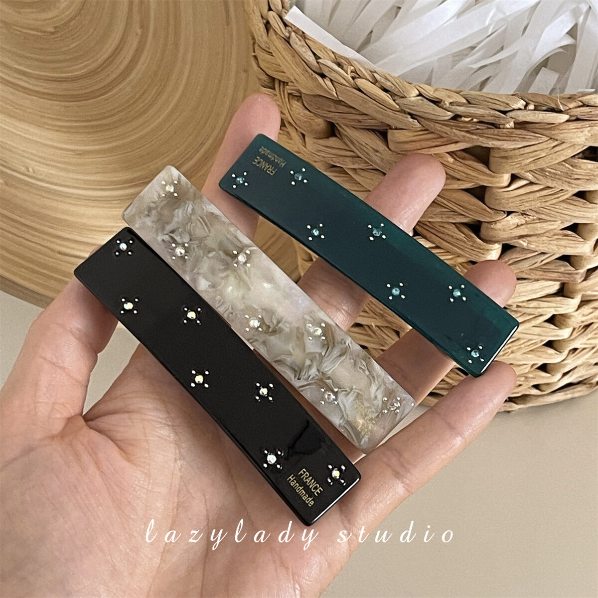 Kẹp tóc đuôi ngựa nửa kẹp kiểu pháp kẹp tóc dài gắn đá kim cương trời sao kim mác vàng pháp hàn quốc kẹp ngang lò xo kẹp tóc nữ