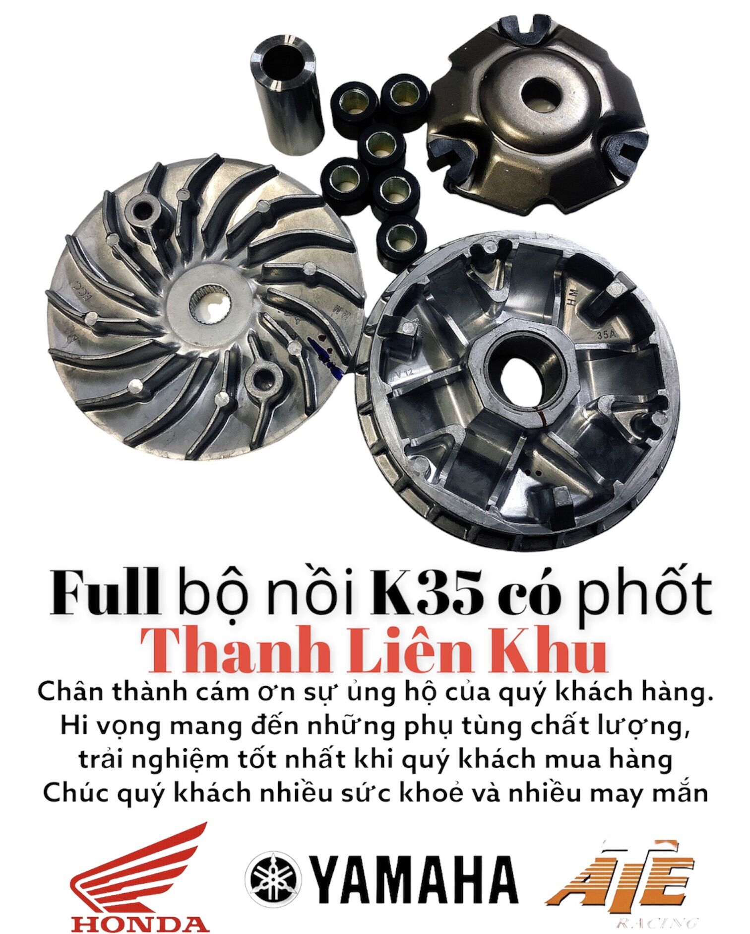 Full bộ nồi trước FCC chính hãng K35 có phốt giành cho (AB,vario,click,pcx,sh mode)
