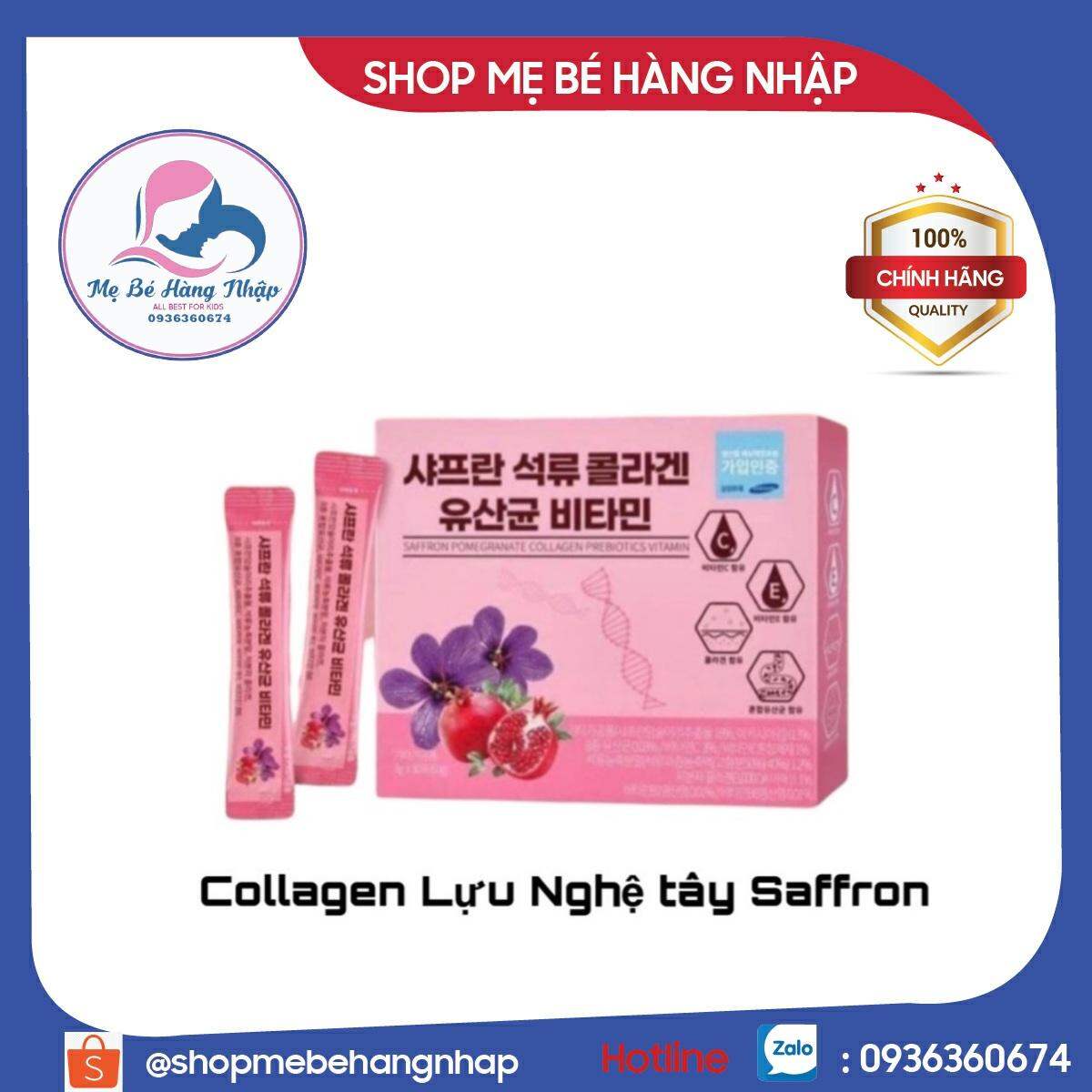Bột Collagen Lựu Đỏ Nhụy Hoa Nghệ Tây Saffron Bio Cell Hàn Quốc