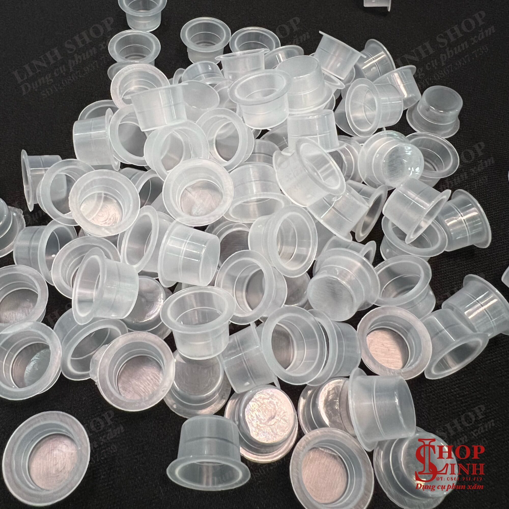 Bịch 100 cái Chum nhựa to đựng mực phun xăm, chum nhỏ đựng khoảng 0,3ml