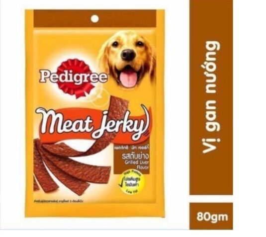 Thức ăn vặt cho chó Pedigree Meat Jerky vị Gan nướng 3 gói x 80g
