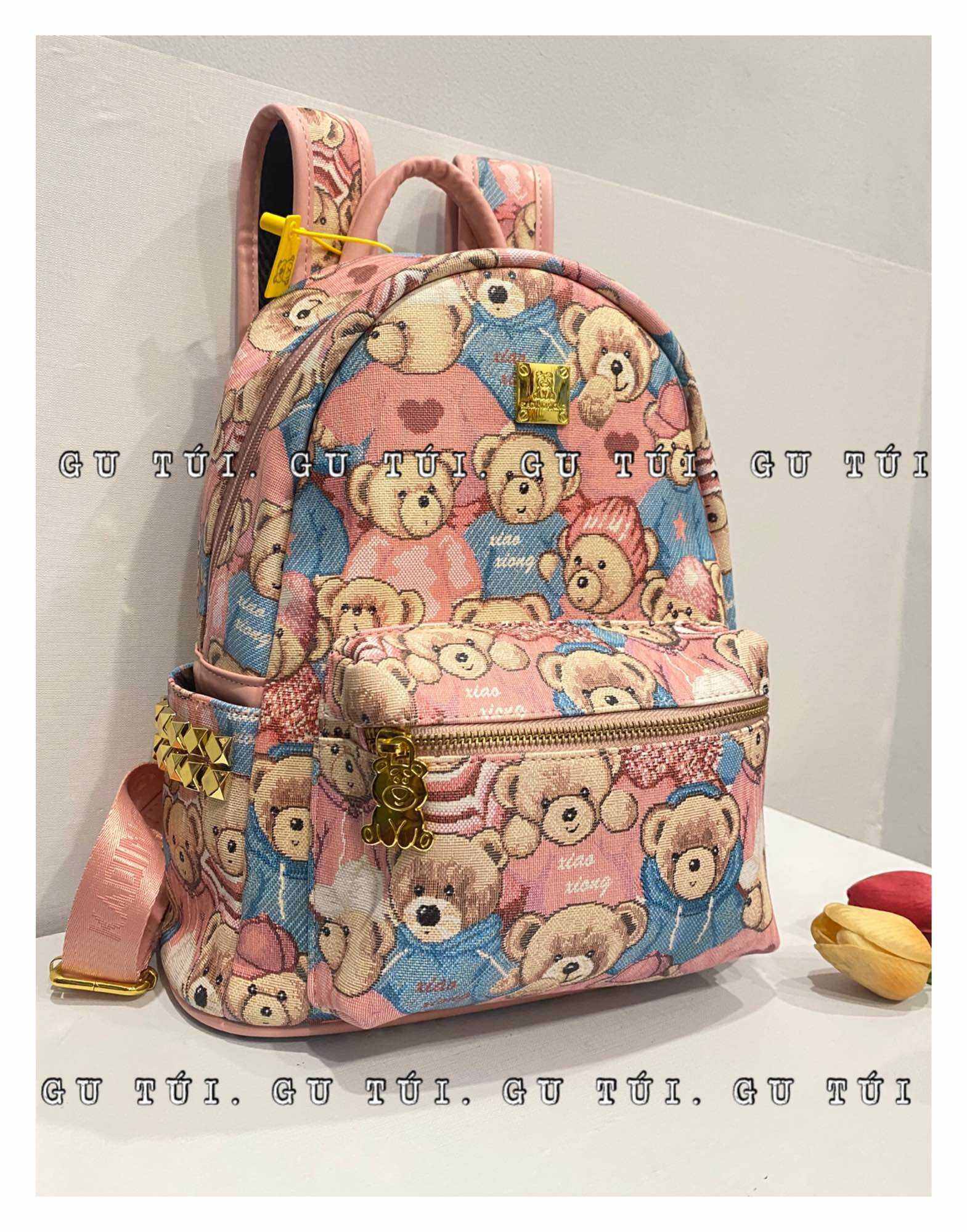 Balo nữ gấu nội địa trung đẹp, ba lô nữ đi học đi làm xinh, Balo hiệu gấu quảng châu cao cấp