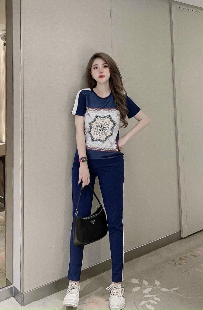 Bộ đồ thể thao nữ in họa tiết 3D cao cấp