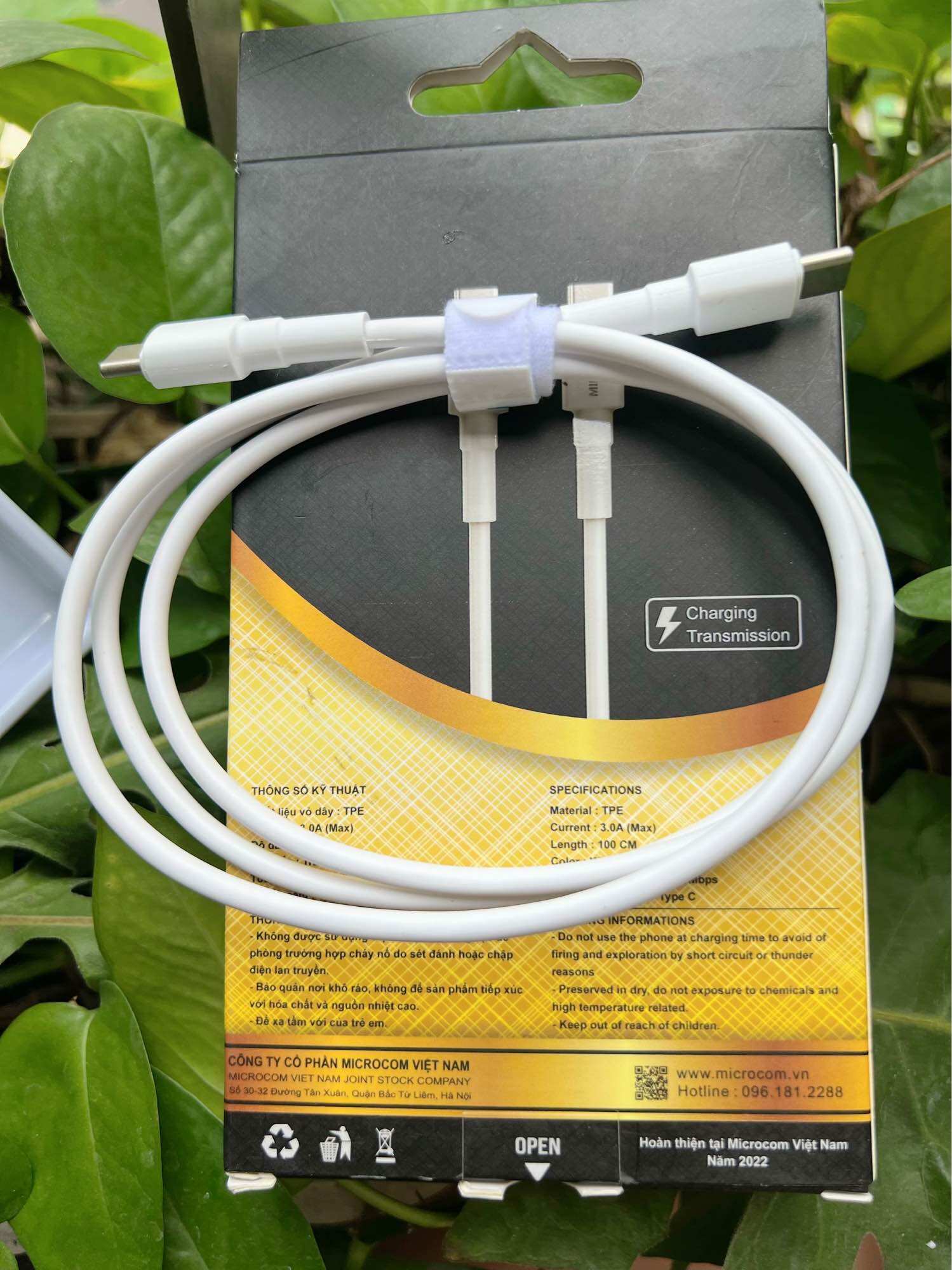 Dây Cáp Sạc Nhanh Type C sang TypeC hàng chính hãng microcom