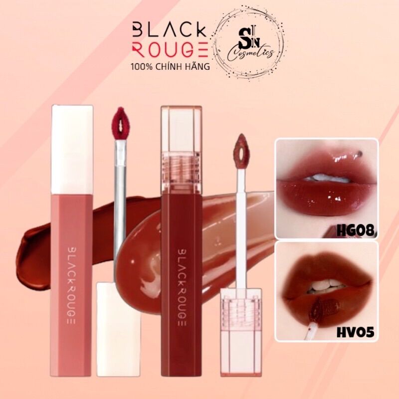 Sẵn hg08 son kem lì/ son bóng black rouge half n half water tint - water velvet/ water glow