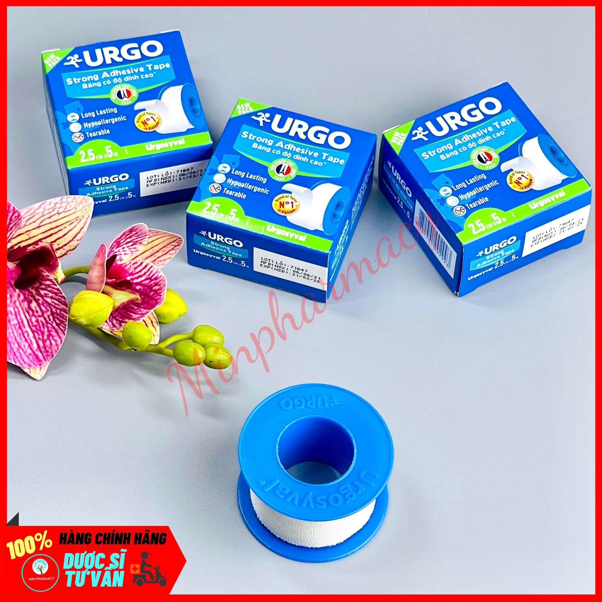 Băng keo lụa có độ dính cao Urgo Syval (2.5cm x 5m) - Minpharmacy