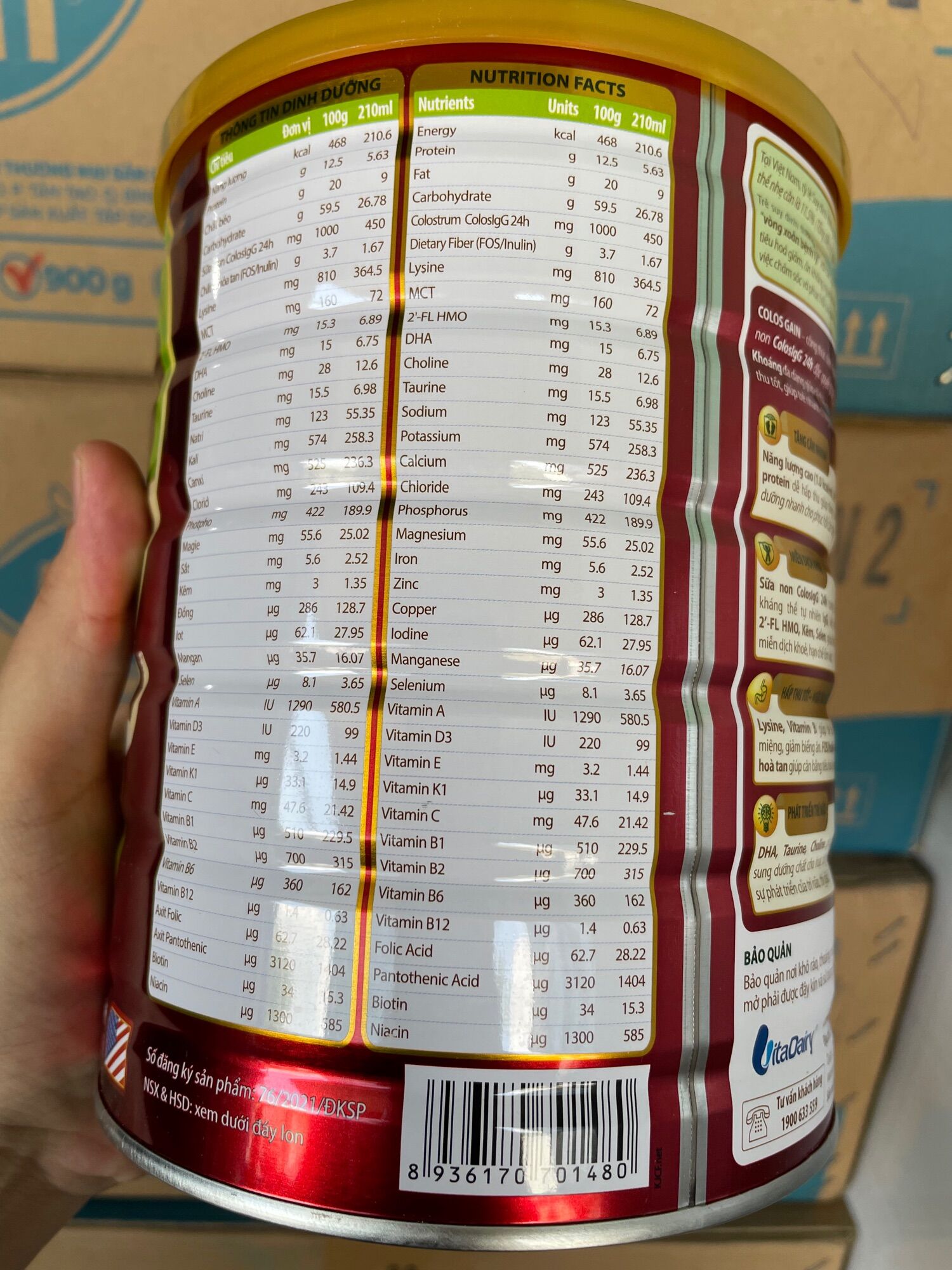 Sữa bột Colos Gain 1+ (800g)