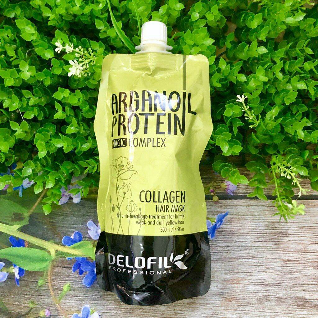 Dầu hấp ủ tóc siêu mượt Delofil Collagen Argan Protein mask 500ml