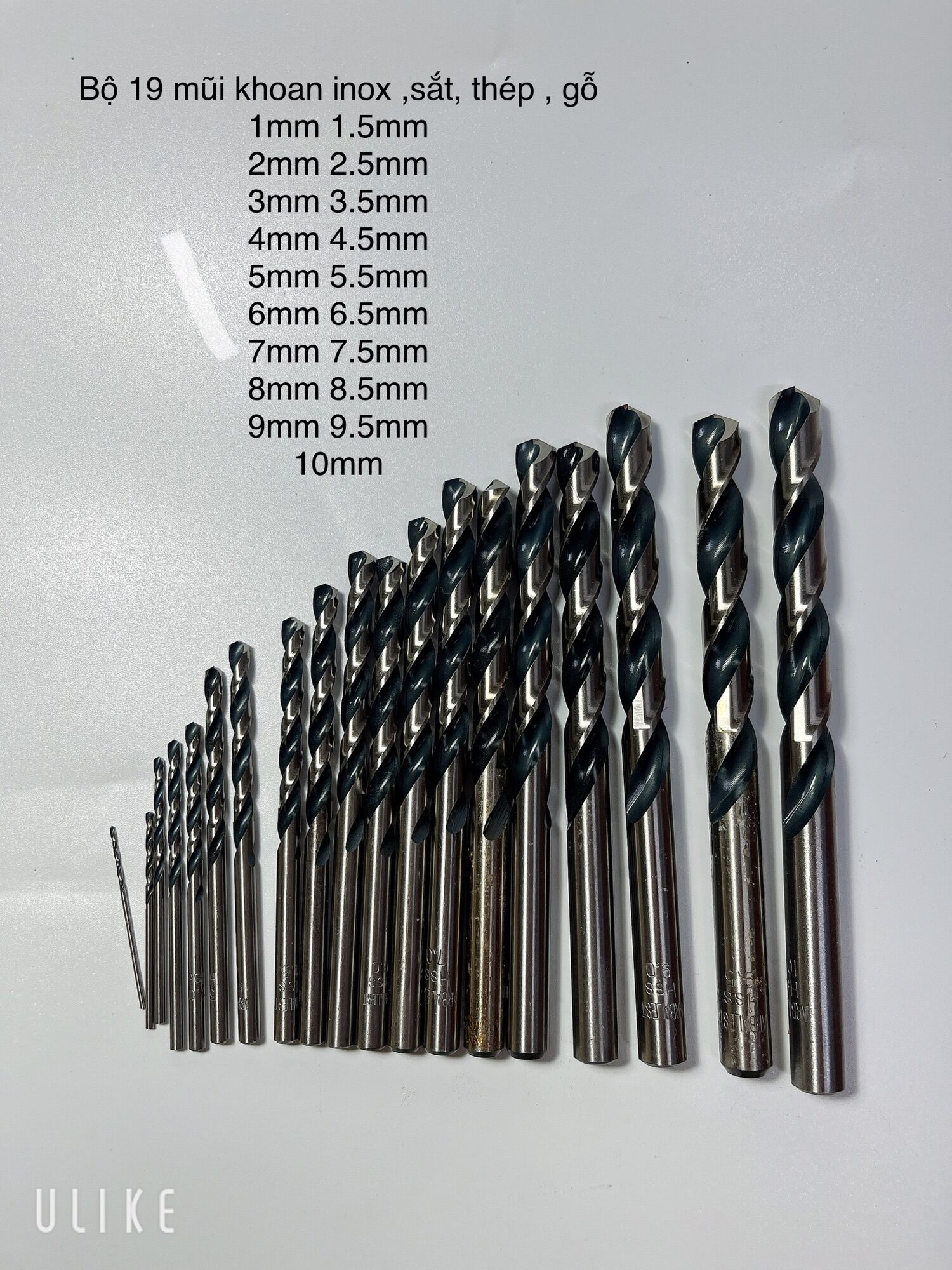 Bộ 19 mũi khoan inox xịn từ 1mm -10mm arbalest