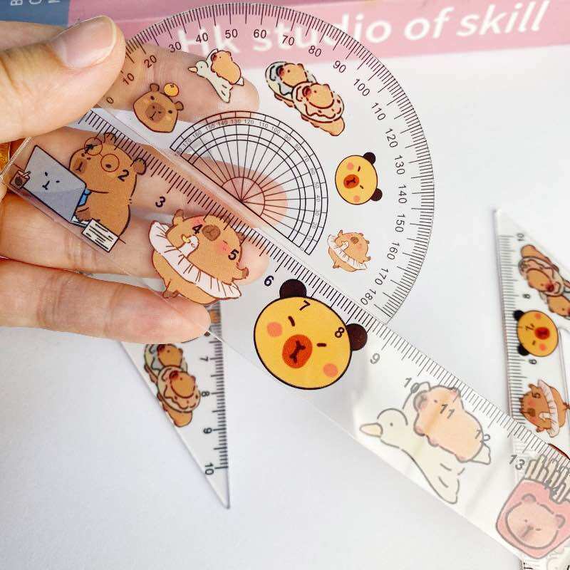 Bộ 4 Món Thước Kẻ , Eke , Đo Độ CapyBara