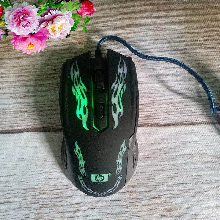 Mouse hp usb led 7 màu dây dù