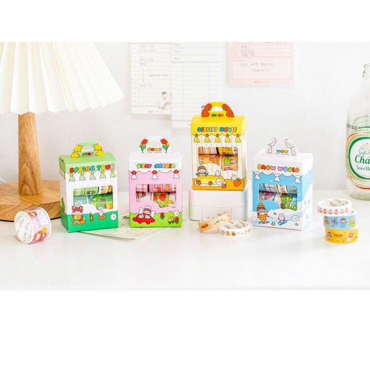 Hộp 6 cuộn washi tape trang trí sổ dễ thương