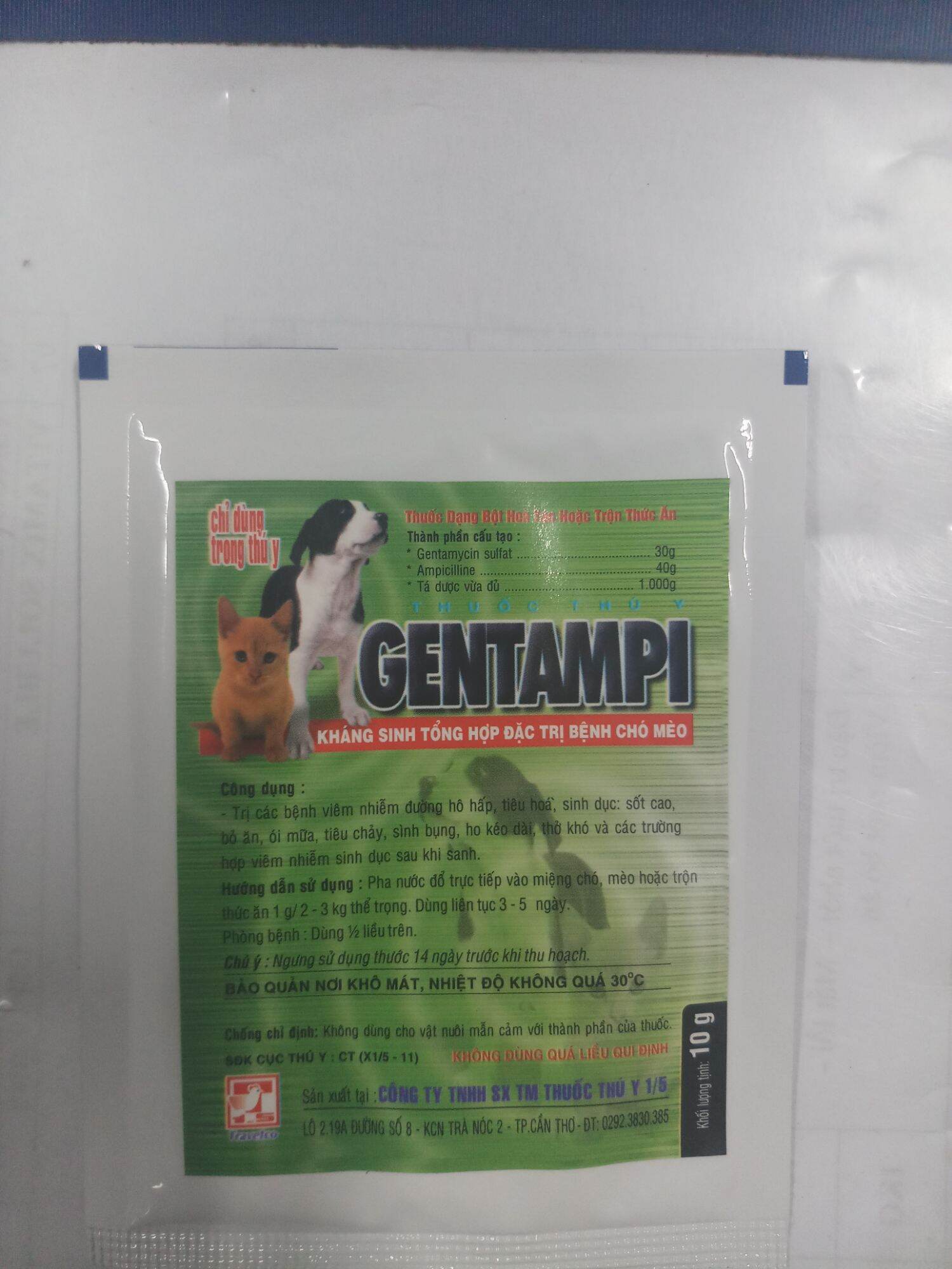 Gentampi 10 gram hô hấp, tiêu hóa cho thú cưng