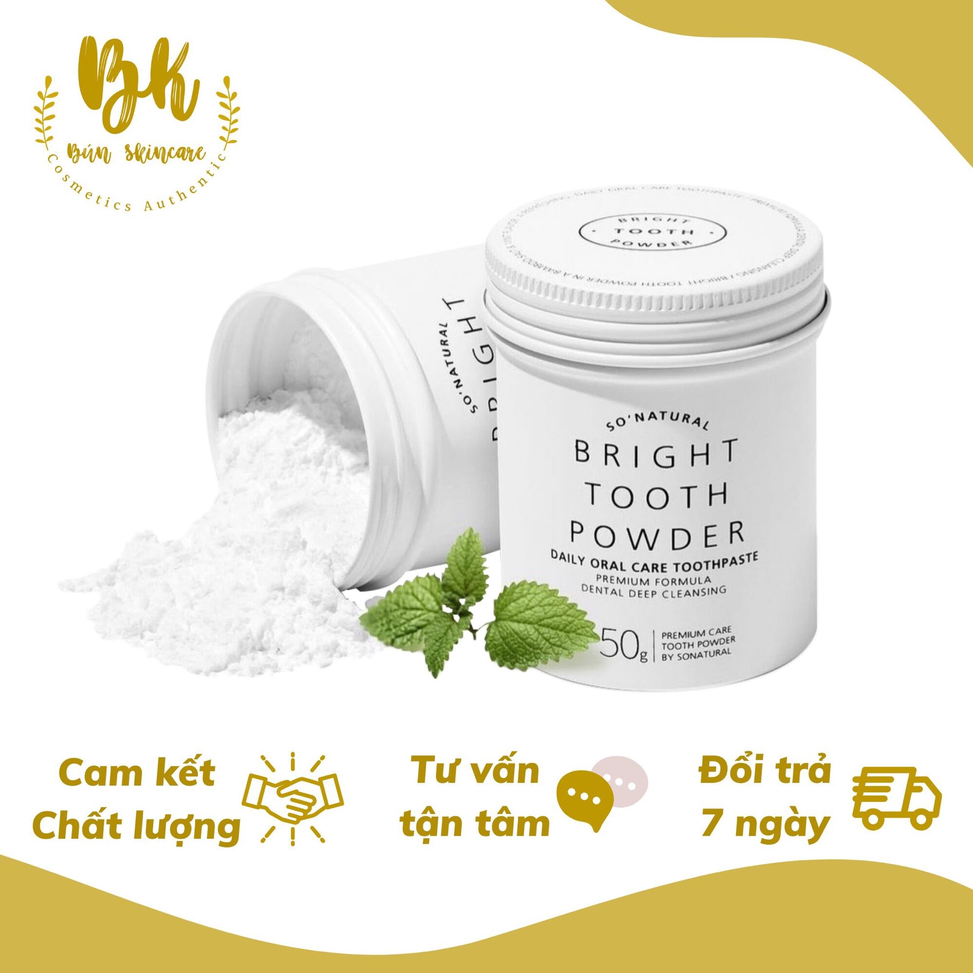 [Hcm]Bột Làm Trắng Răng Hỗ Trợ Làm Giảm Hôi Miệng An Toàn Hiệu Quả Nhanh Chống Bringt Tooth Powder 2In1 50G Sonatural