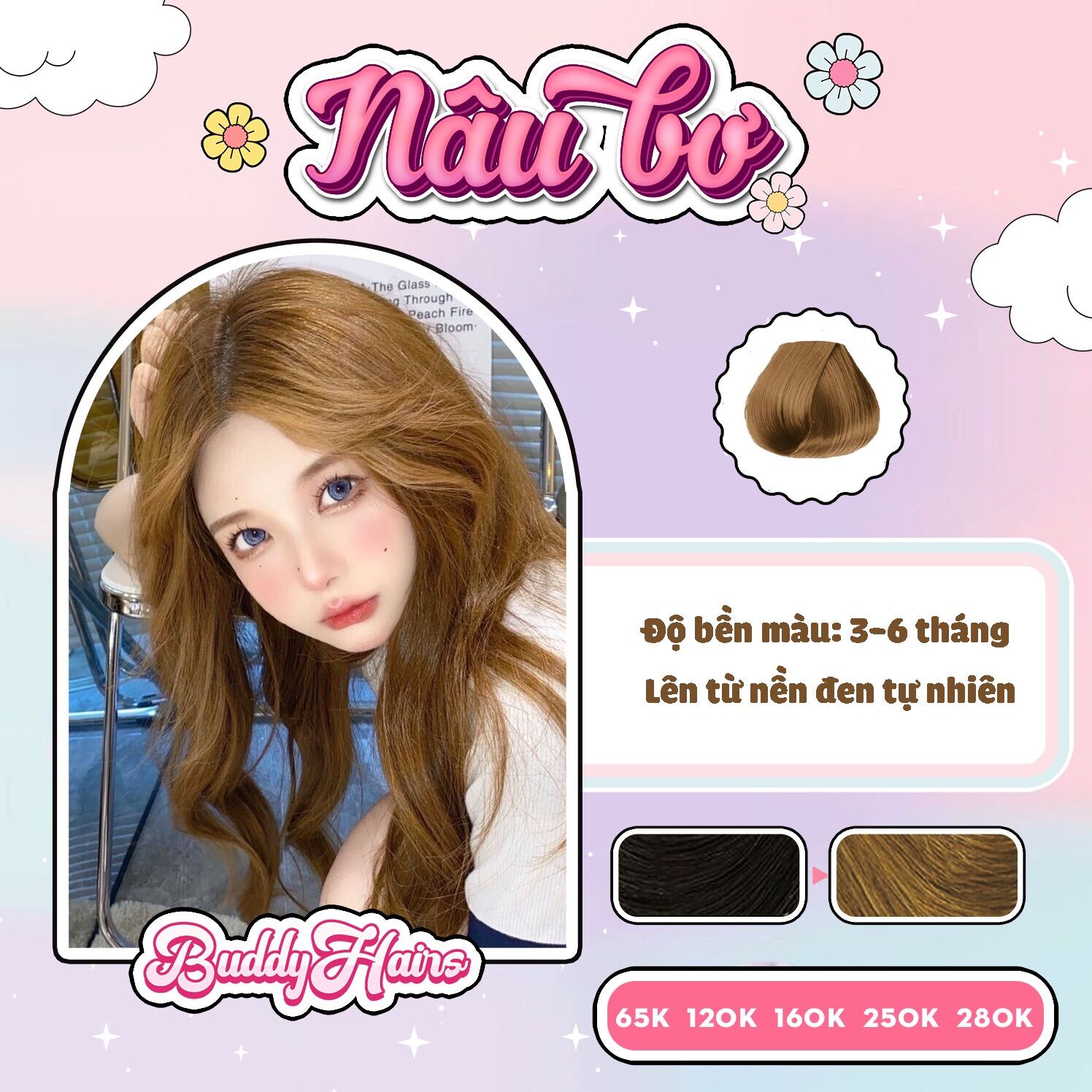 Thuốc nhuộm tóc Nâu bơ không tẩy loại 1 (ít dưỡng) buddyhairs