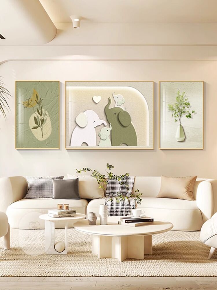YERUI | Fresh & Elegant Elephant Triptych Wall Art - Thương hiệu YERUI Giá 1,901,000 Đồng*Miễn phí vận chuyển