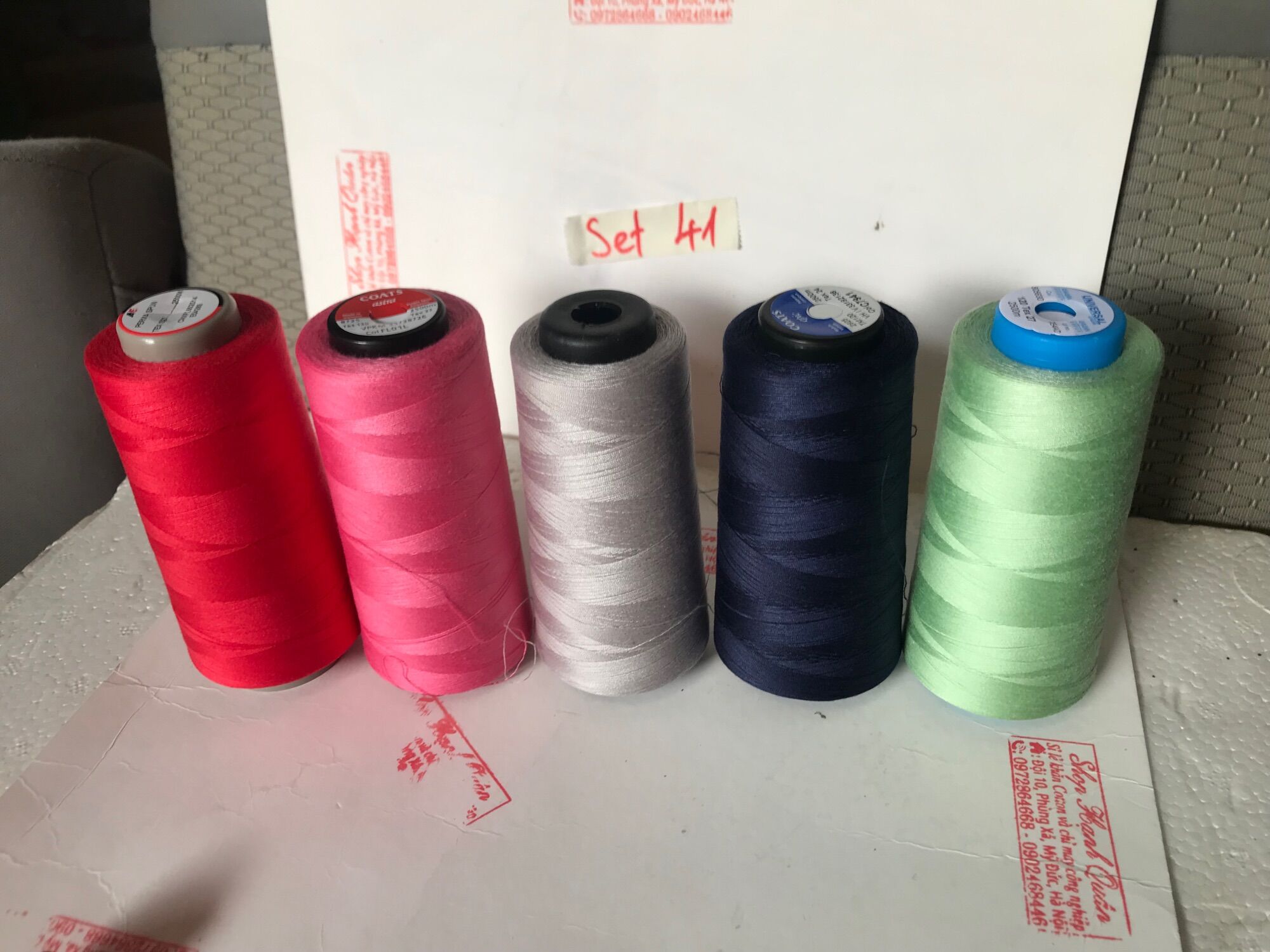 Set of 5 Rolls of Sewing Thread, 2500m Long/1 Roll