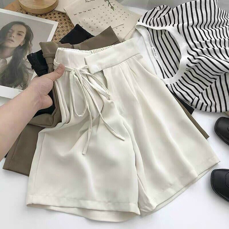 Quần ngố ống rộng dây nơ vải ruby cao cấp siêu hot