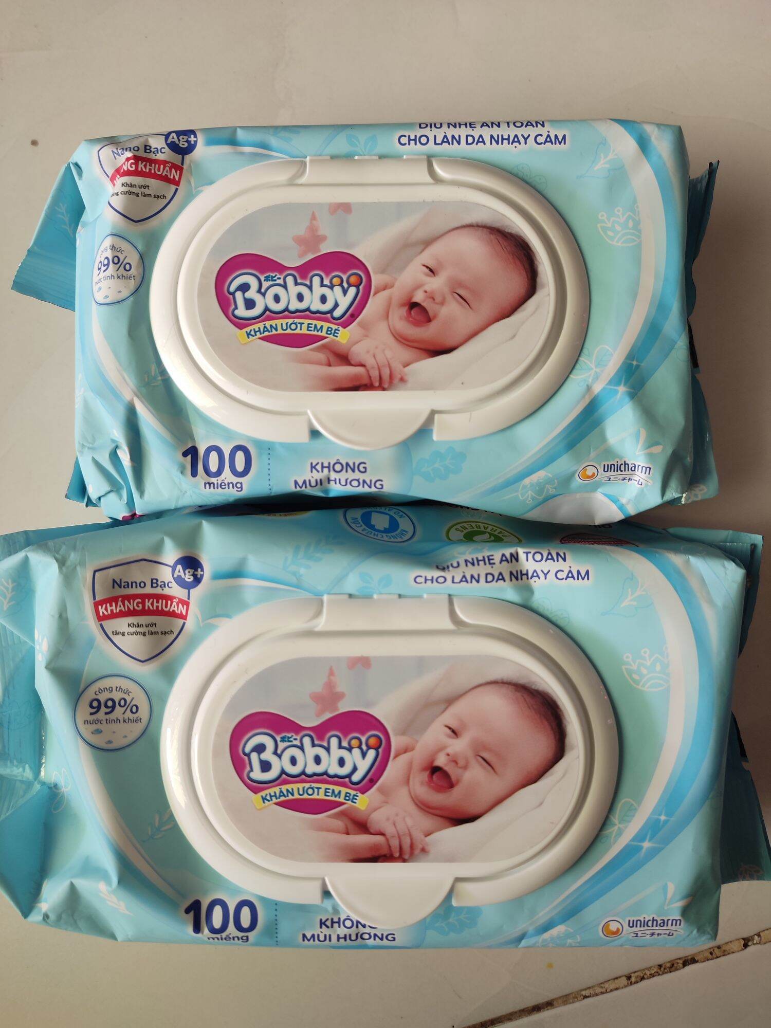 Combo 6 gói khăn ướt bobby nano kháng khuẩn bạc