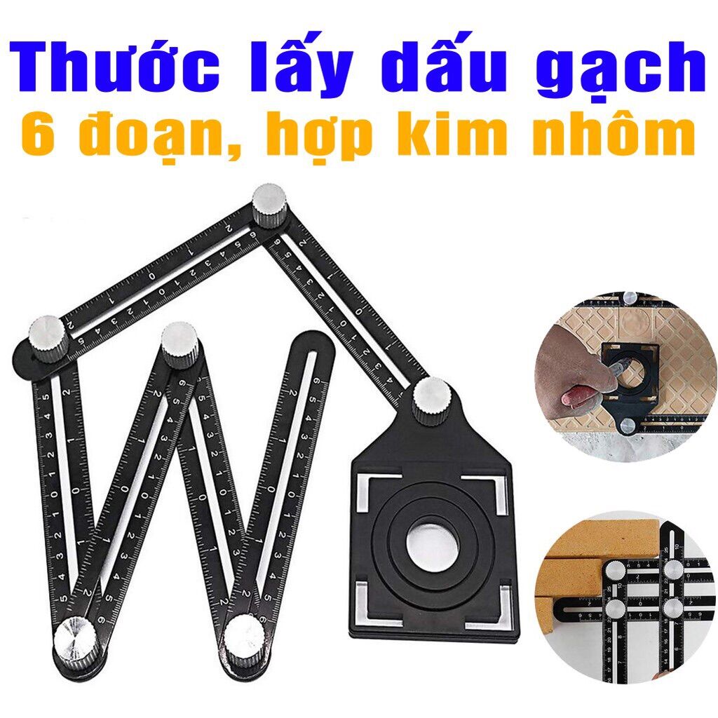 Thước đo góc đa năng 6 cạnh Làm bằng kim loại nhôm
