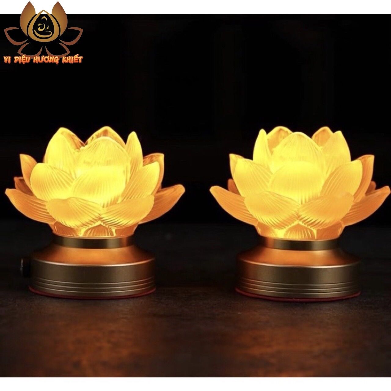 [MẪU SẠC ĐIỆN] CẶP 2 CHIẾC ĐÈN LED HOA SEN LƯU LY THỜ CÚNG TRANG TRÍ