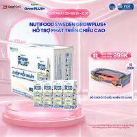 Sữa Bột Pha Sẵn Nutifood Sweden GrowPLUS+ Cao lớn vượt trội - Hỗ trợ phát triển chiều cao  hộp 180 ml (24 hộp x 180ml)