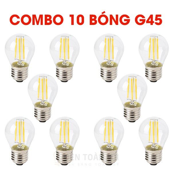 Combo 10 bóng Đèn led giả sợi tóc Edison G45 4w ánh sáng vàng nắng