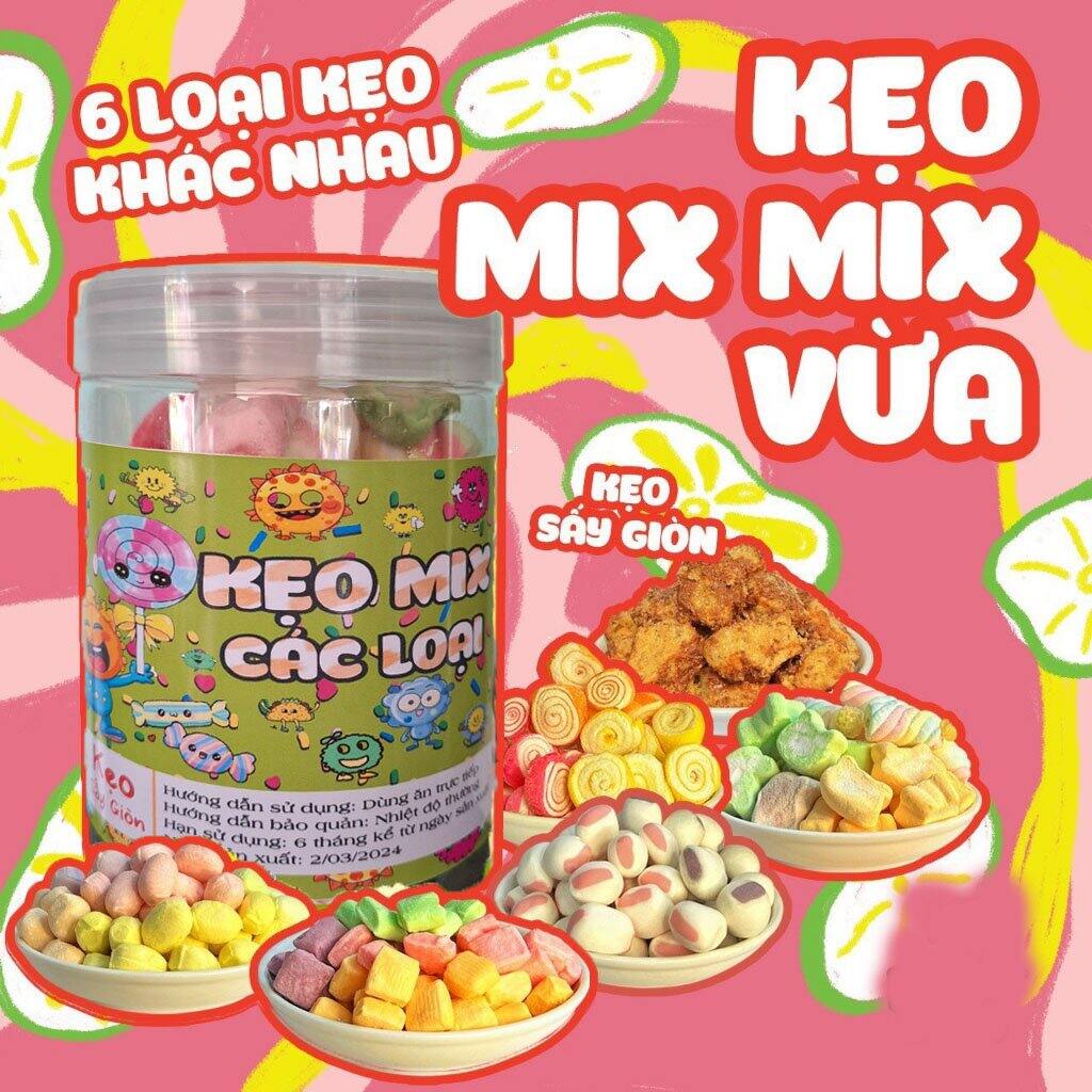  Kẹo MIX MIX sấy giòn - KẸO SẤY GIÒN ăn vặt siêu ngon 