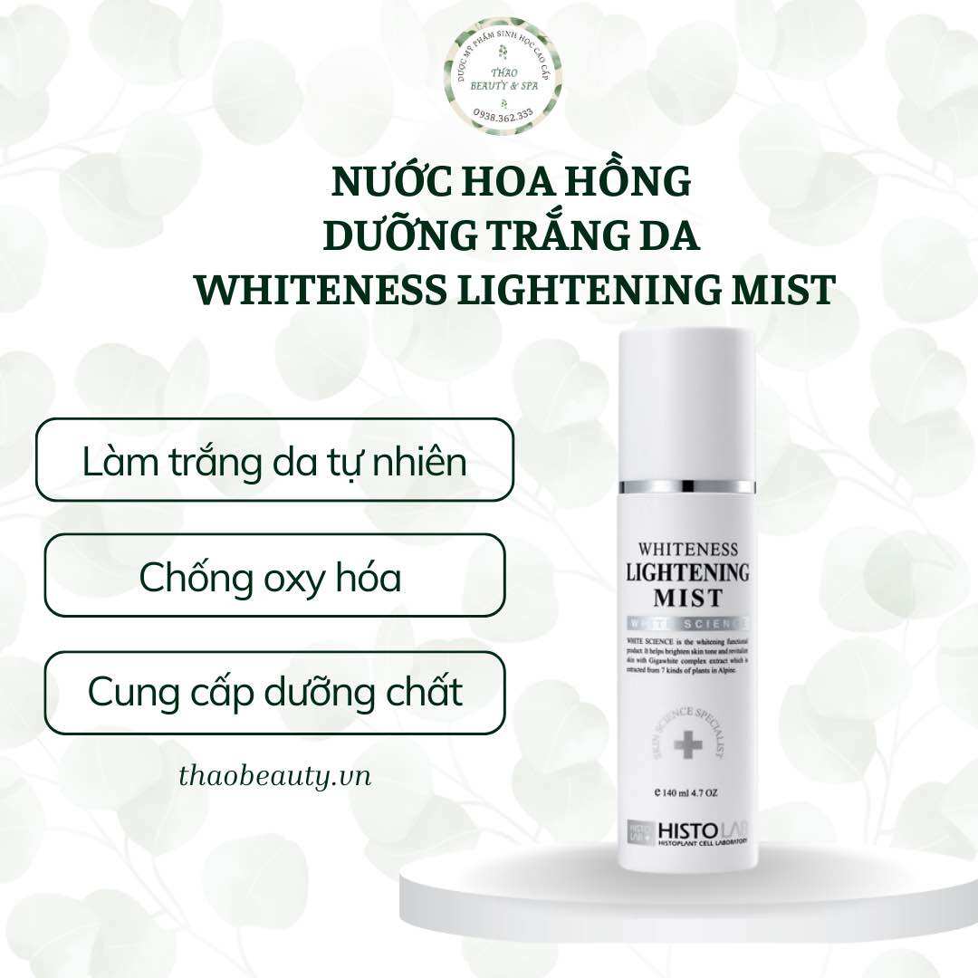Toner- nước hoa hồng dưỡng trắng da - whiteness lightening mist - histolab