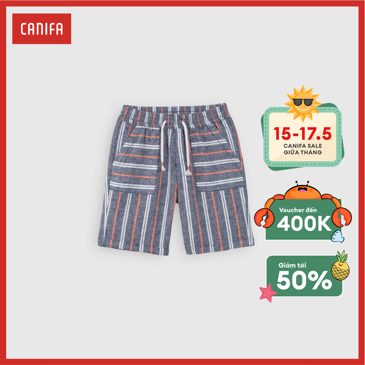 [15-17.5 VOUCHER TỚI 400K] Quần shorts bé trai CANIFA cao cấp chất liệu linen pha - 2BS21S020