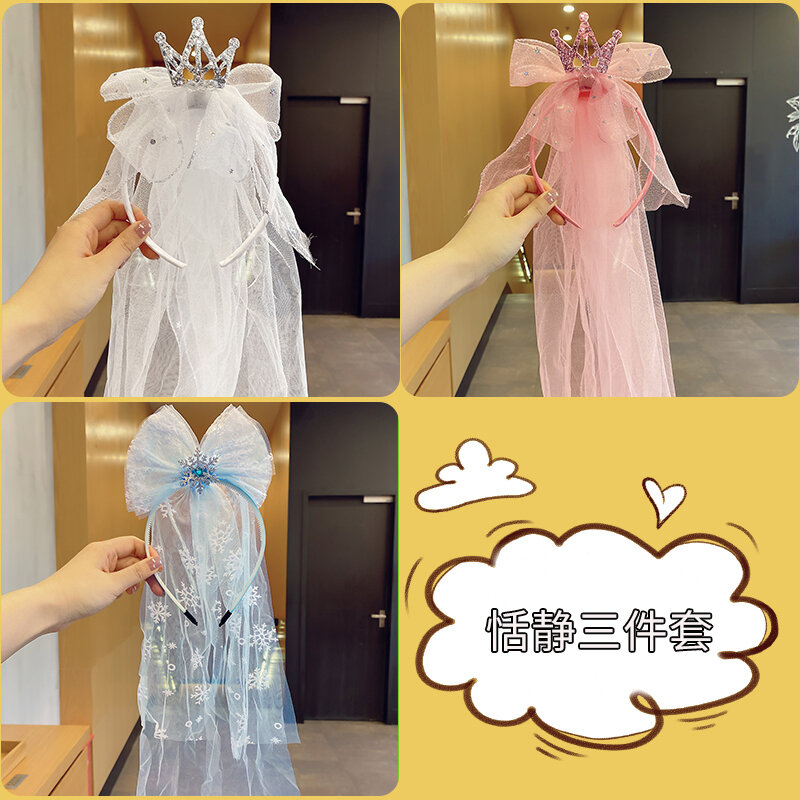 Khăn voan trùm đầu trẻ em đáng yêu phụ kiện tóc vương miện bé gái bờm tóc bé gái bờm tóc bé gái kẹp tóc em bé công chúa elsa phụ kiện tóc nữ