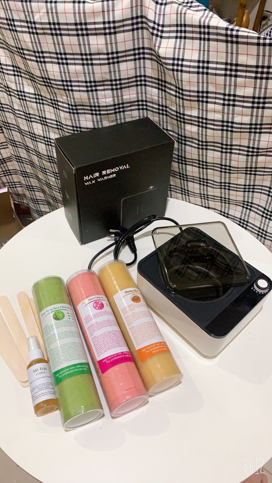 Combo nồi nấu sáp wax lông chống dính + 500g sáp khoanh+ mỡ trăn