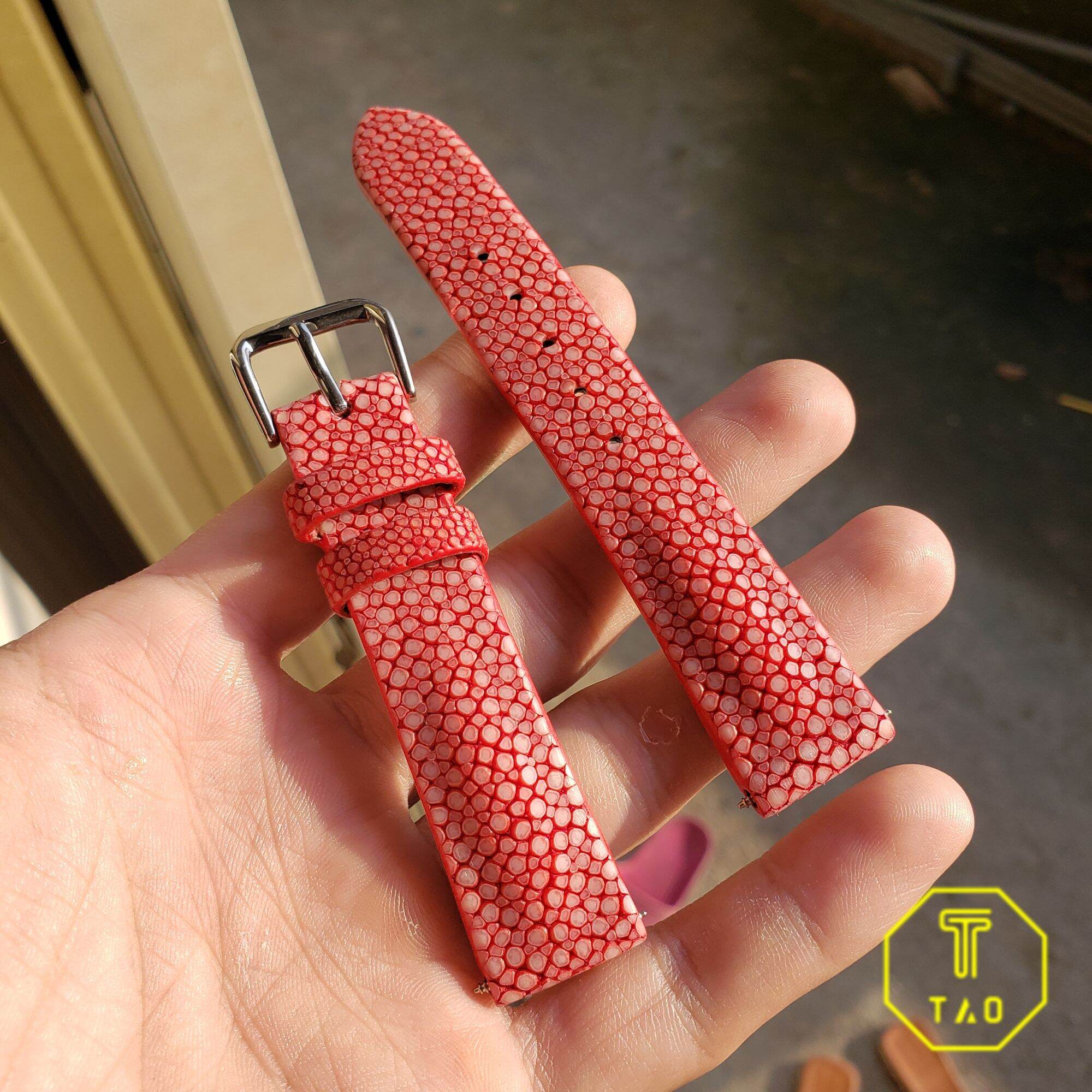 (Handmade) - Dây đồng hồ da cá đuối nhiều màu size 18-16