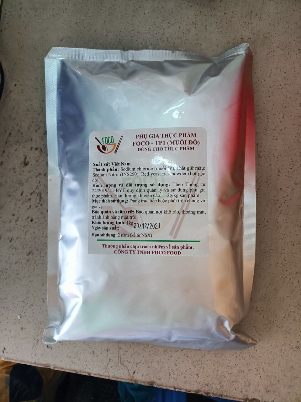 Phụ gia thực phẩm muối đỏ foco - gói 1 kg
