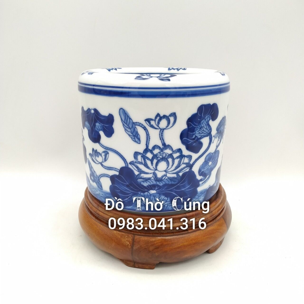 Bát hương Sen/ Bát hoa sen men lam thờ phật