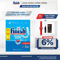 Viên Rửa Chén Bát Hương Chanh Finish Powerball Power Essential Lemon Sparkle - Hộp 100 viên siêu tiết kiệm