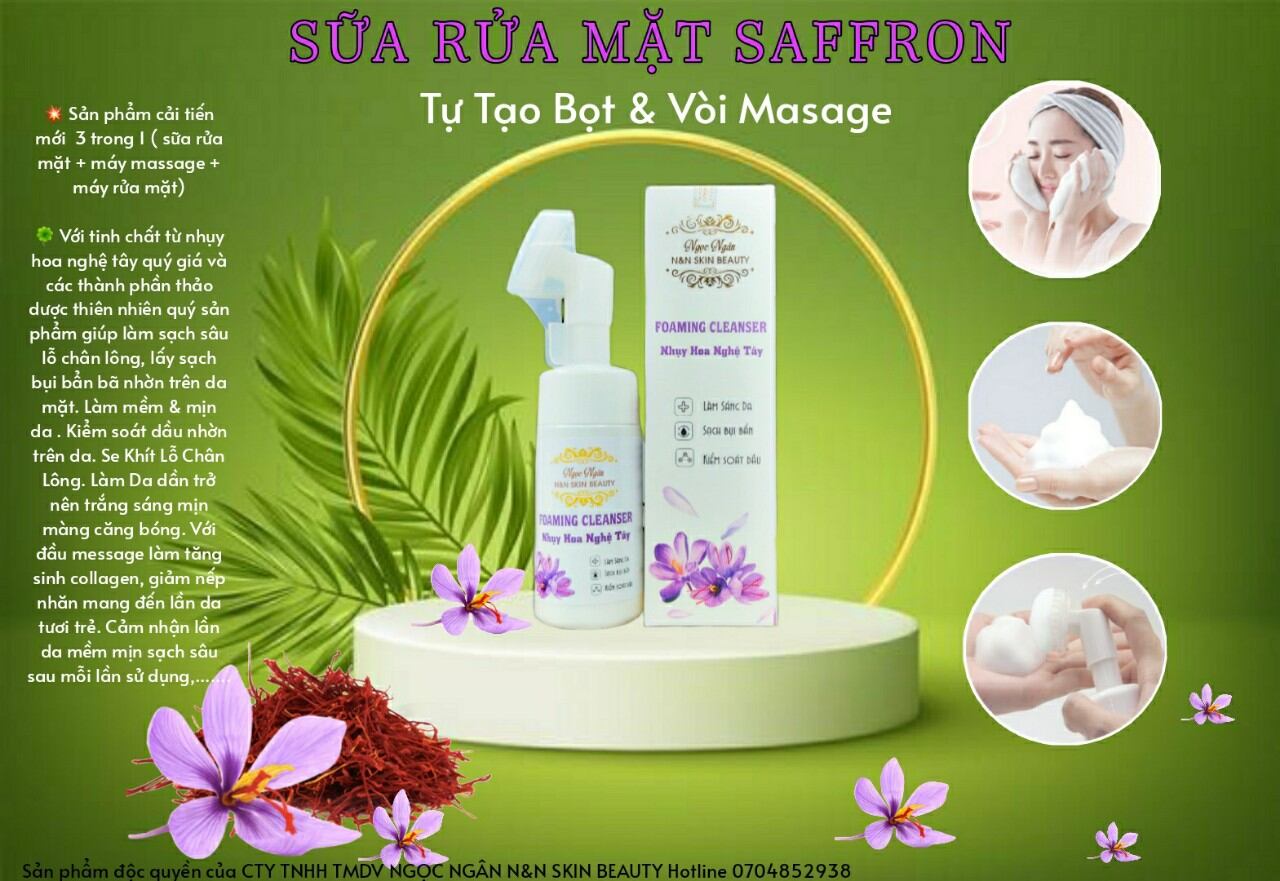 SỮA RỬA MẶT TỰ TẠO BỌT & ĐẦU MESSAGE SAFFRON CAO CẤP