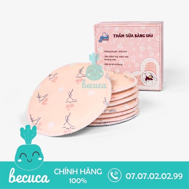 [ Mẫu mới] Miếng lót thấm sữa bằng vải Goodmama hộp 8 miếng